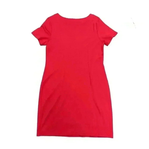 Talbots Women's L Coral Embroidered Short-Sleeve Shift Dress Knee Length - Picture 10 of 10